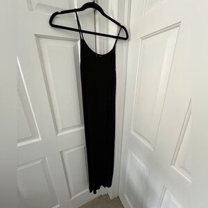 Topshop Black Ribbed Maxi Dress
